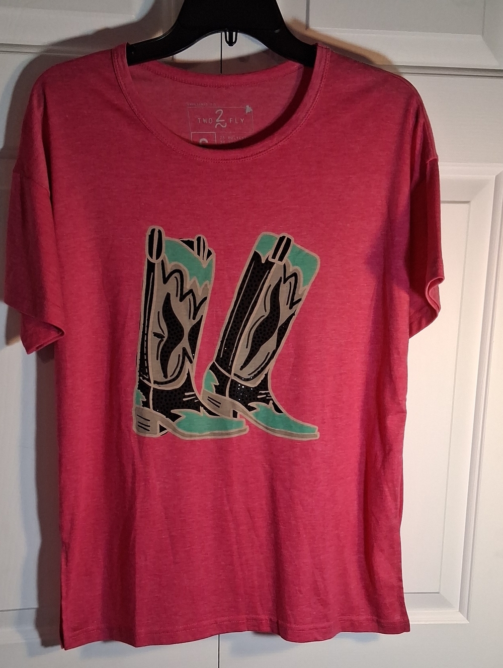 Womens Pink Graphic Tee with Western Boots